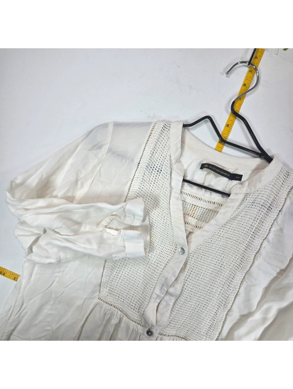 ViX Paula Hermanny white lace-bib button-front tunic top